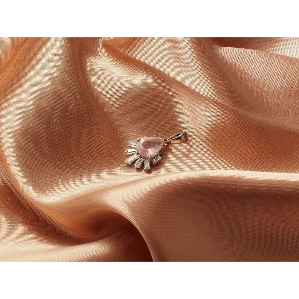 925 Sterling Silver ROSE QUARTZ NECKLACE, Romantic Pink Rose Quartz Jewelry